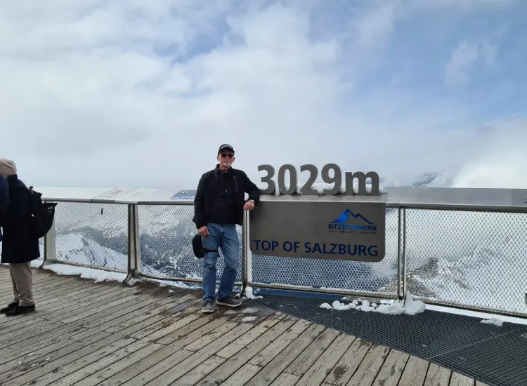 Graham standing at 3029m at the top of Salzburg