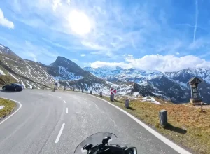 view from a motorbike of the Grossglockner