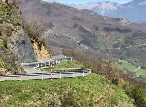 View of twisty roads in the Picos Mountains