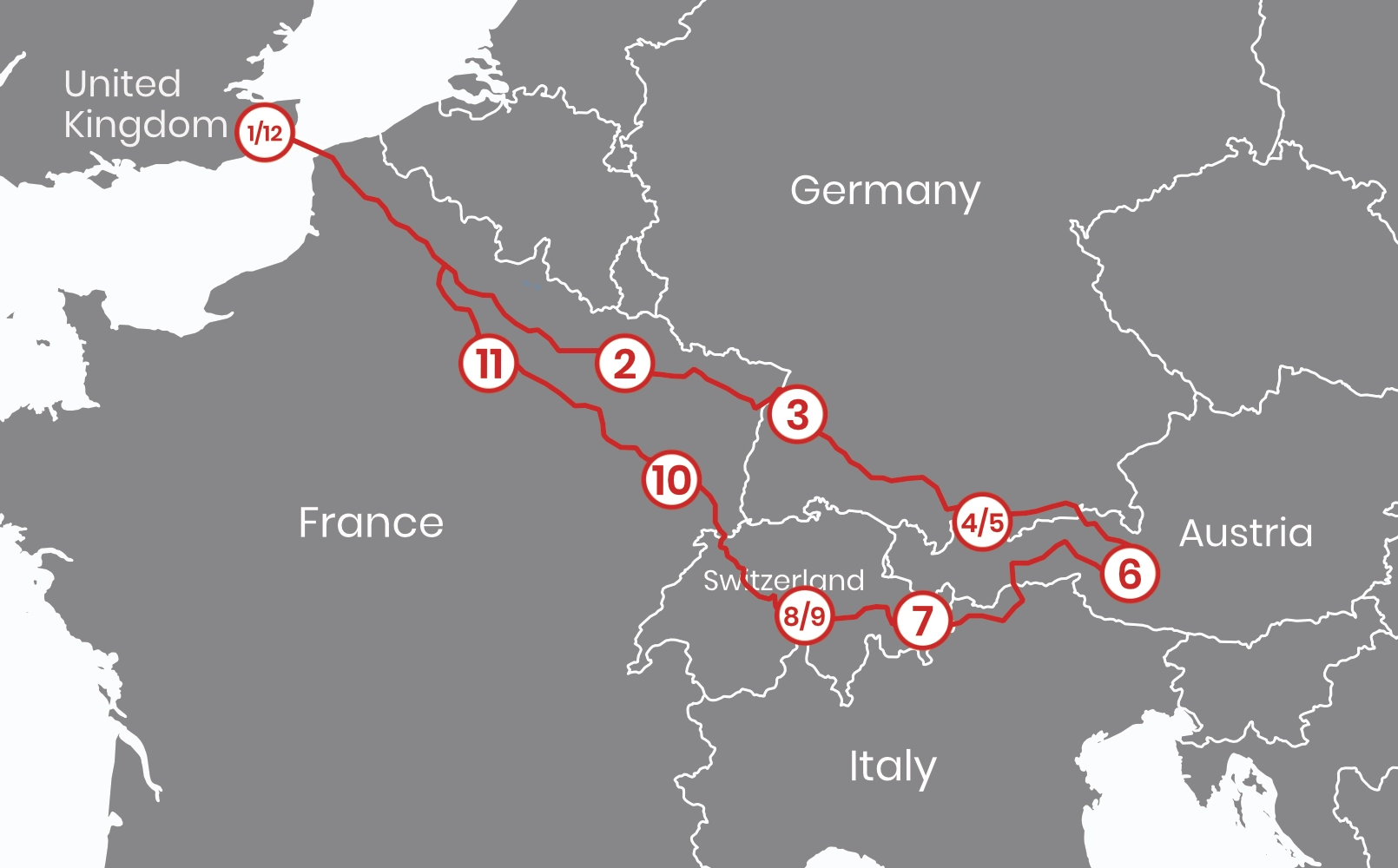 Alpine Adventure Tour Map 2027 Tour map